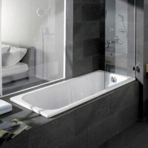 Kaldewei bathtub with grey tils cladding