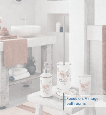 a pink bathroom with the text "Focus on: Vintage bathrooms"