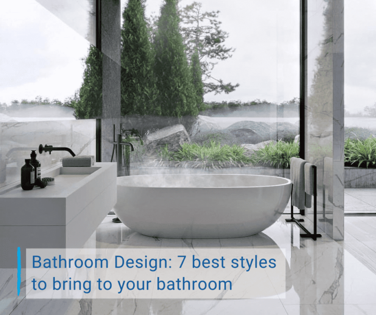 modern bathroom design, white freestanding bath