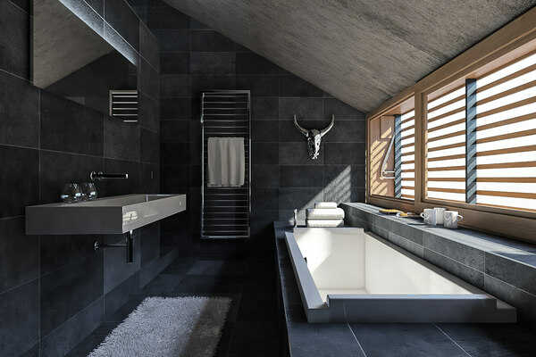 big tiles for an elegant modern bathroom