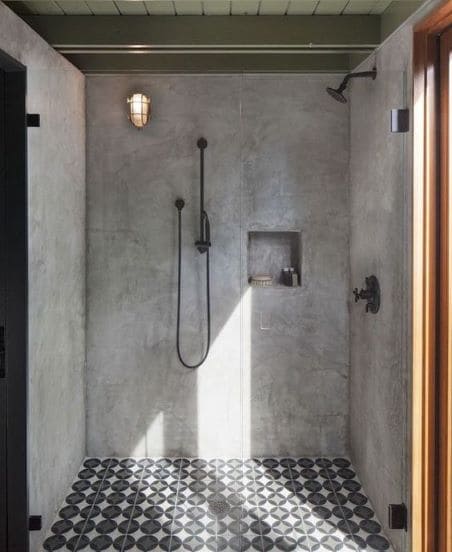 italian shower with waxed concrete