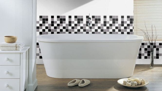 wall tilling for black and white bathroom ideas