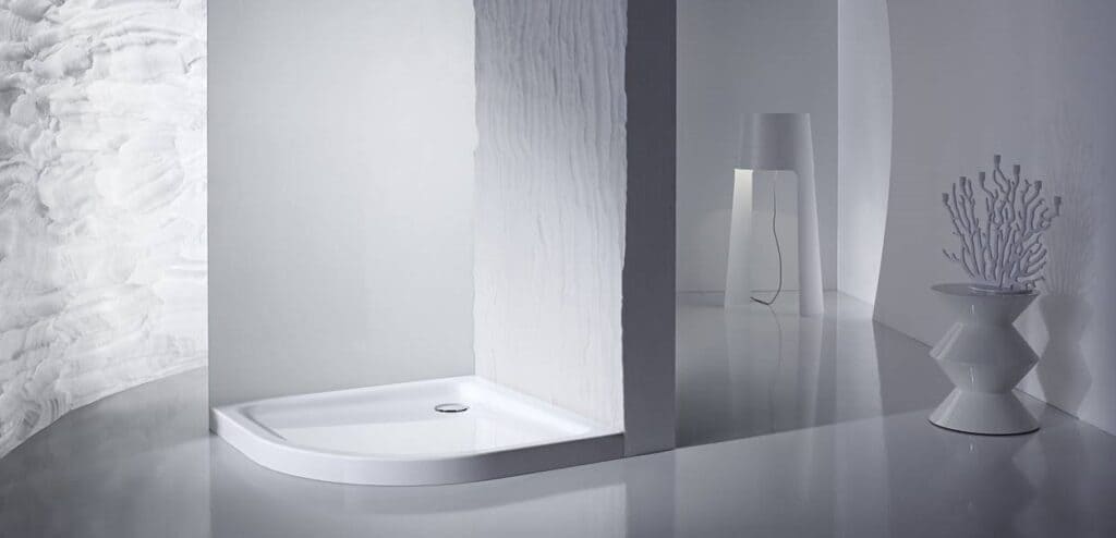 rounded shower tray, quarter-cicle tray