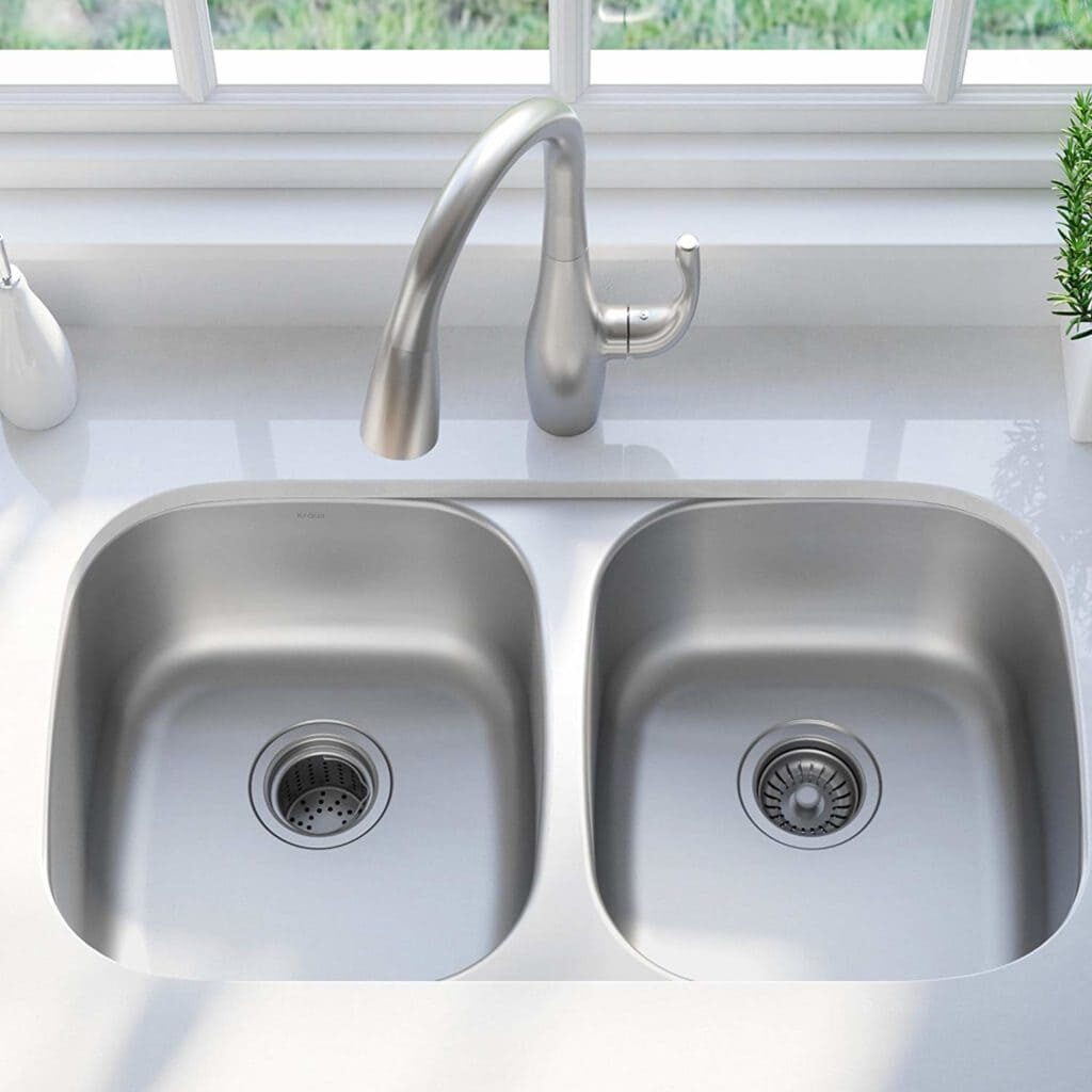 Double stainless kitchen sink