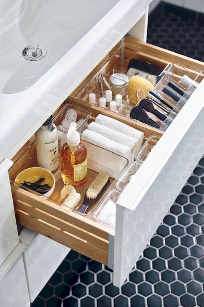open drawer with space dividers