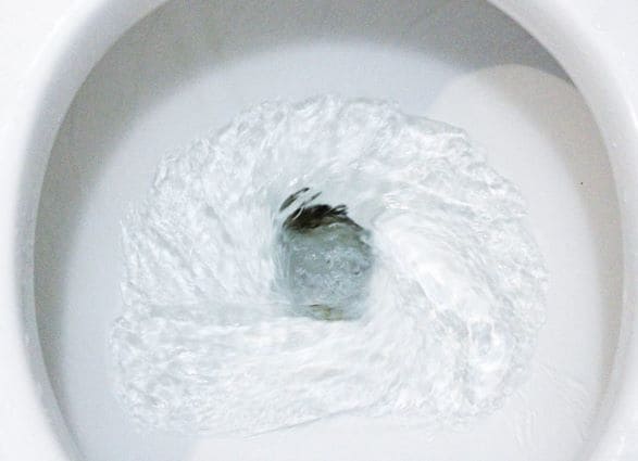 perfecly functioning white toilet that saves water