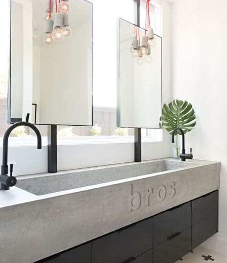 double basin, shared basin with 2 taps and 2 bathroom mirrors