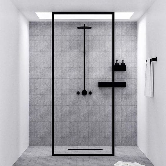 shower glass with black a frame