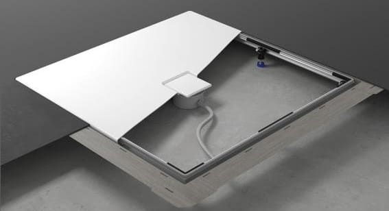 floor level shower tray and extra-flat support frame