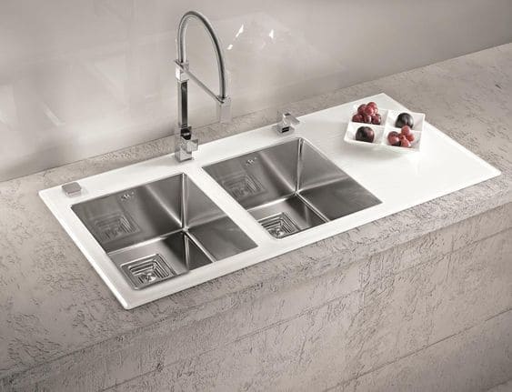 tempered glass kitchen sink