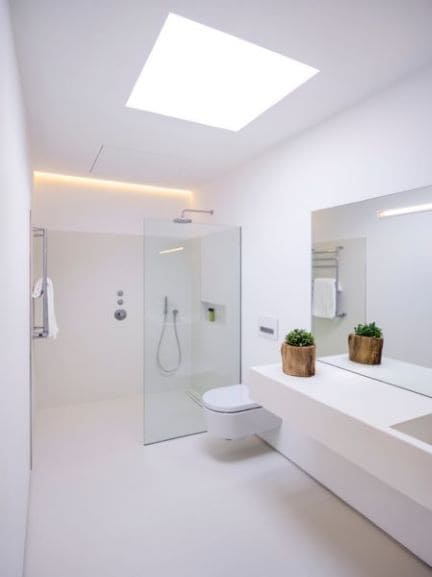 full white bath with ceilling LED