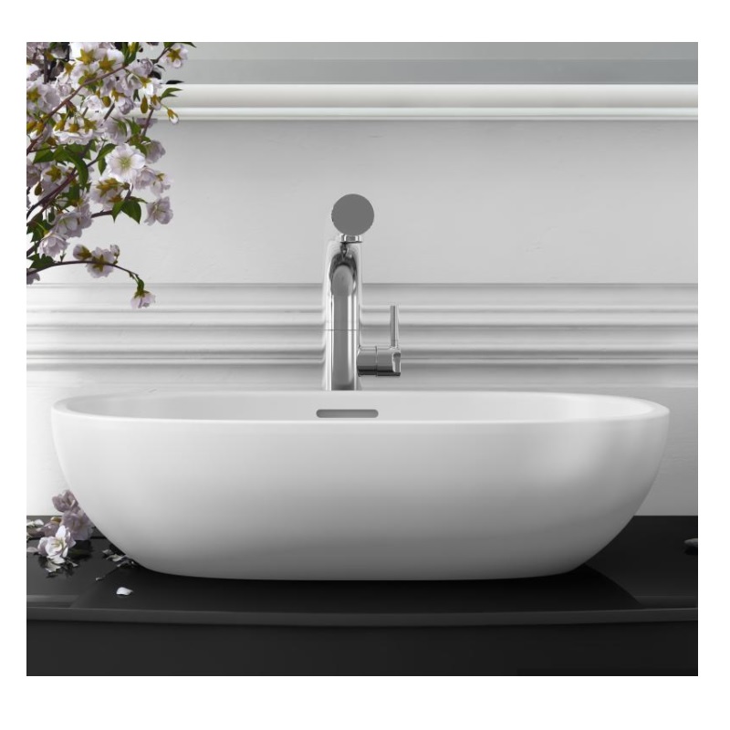 white washbasin with chroom tap