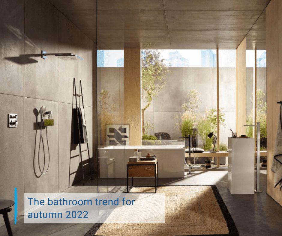bathroom with a black shower, big window The bathroom trend for autumn 2022
