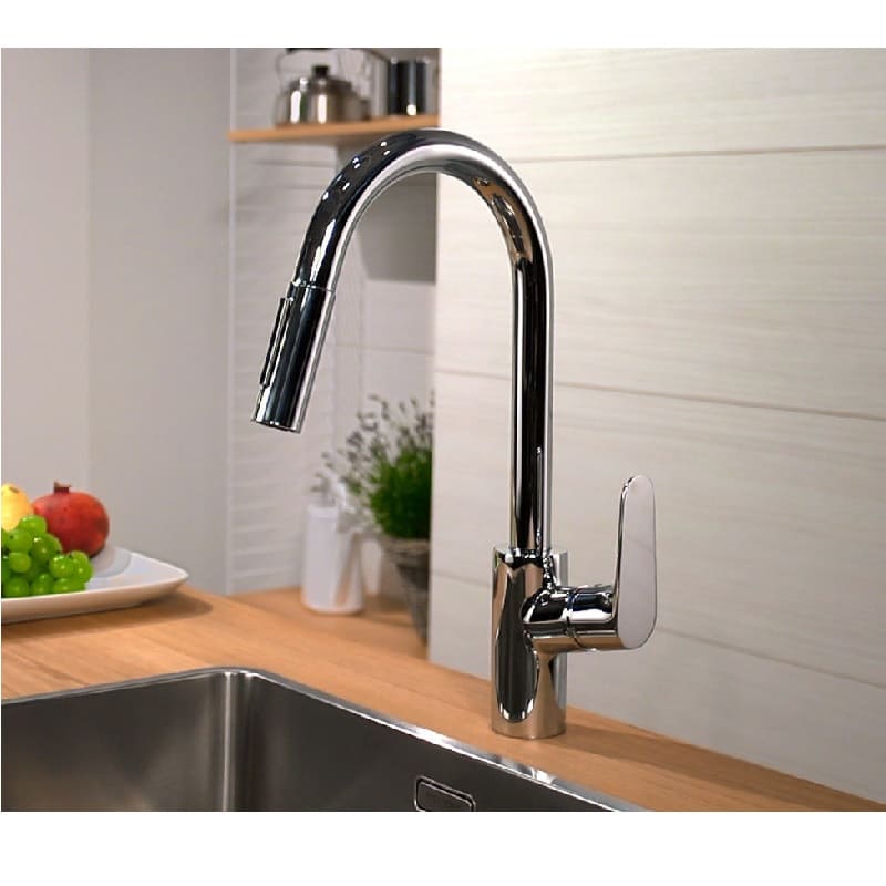 A hansgrohe kitchen tap with one single lever