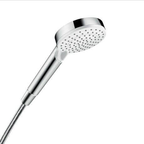 a hand showerhead on a white background
