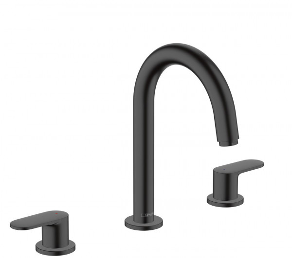 Freestanding 2 Handle Basin Tap Hansgrohe Vernis Blend with pop-up waste 200x266x170mm Black Mat