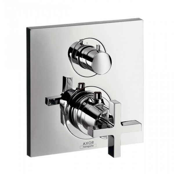 Bathroom Tap for Concealed Installation Citterio Finish Set concealed thermostatic mixer with cross handle Axor