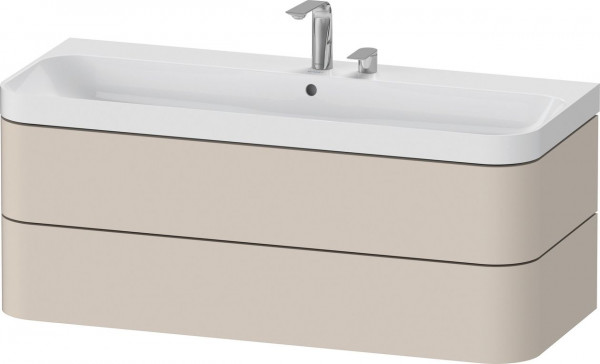 Bathroom Set Duravit Happy D.2 Plus 2-hole washbasin, 2-drawer unit 1175mm Taupe Super Mat HP4349E83830000