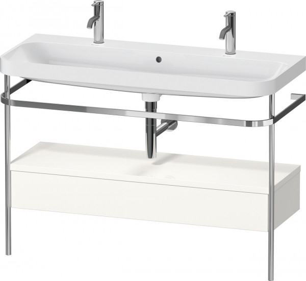 Bathroom Set Duravit Happy D.2 Plus Double washbasin, Metal console, 1 drawer 1175mm White high gloss HP4854O22220000