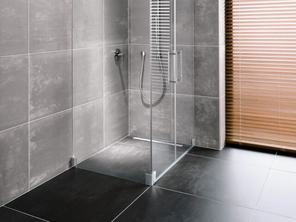 Kermi Rectangular Shower Tray LINE complete E70 Gutter 300 mm wall side BCE701200903K