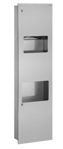 Delabie Recessed combi hand dryer and paper towel dispenser/bin Stainless steel satin matt