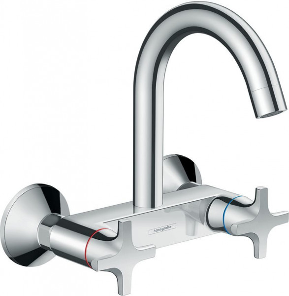 Kitchen Mixer Tap Hansgrohe Logis M32 Wall mounted 1jet 2 handles 120mm Chrome