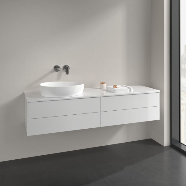 Vanity Unit For Countertop Basin Villeroy and Boch Antao on the left 4 drawers 1600x360x500mm Glossy White Laquered