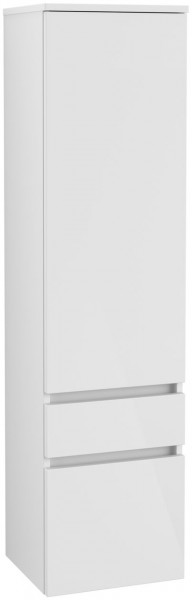 Villeroy and Boch Tall Bathroom Cabinet Legato 1550mm Hinges left 1 door 2 drawers Glossy White