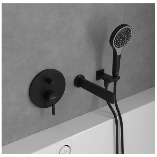 Concealed Bath Shower Mixer Villeroy and Boch Dawn Single remote control Mat black