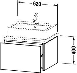 Vanity Unit For Countertop Basin Duravit L-Cube 620mm Concrete Grey Matt LC581000707