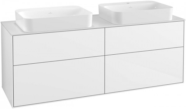 Villeroy and Boch Double Basin Vanity Unit Finion Glossy White/Glass White F72100GF