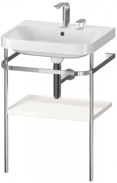 Bathroom Set Duravit Happy D.2 Plus 2-hole washbasin, 1-shelf metal console 575mm White high gloss HP4835E2222