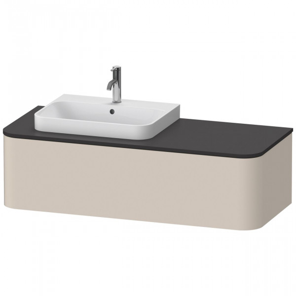 Vanity Unit For Countertop Basin Duravit Happy D.2 Plus 1 drawer, basin left 1300mm Taupe Super Mat HP4942L8383