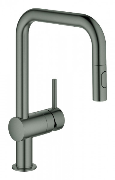 Grohe Kitchen Mixer Tap Minta With Extractable Spout 1 hole 353mm Brushed Hard Graphite