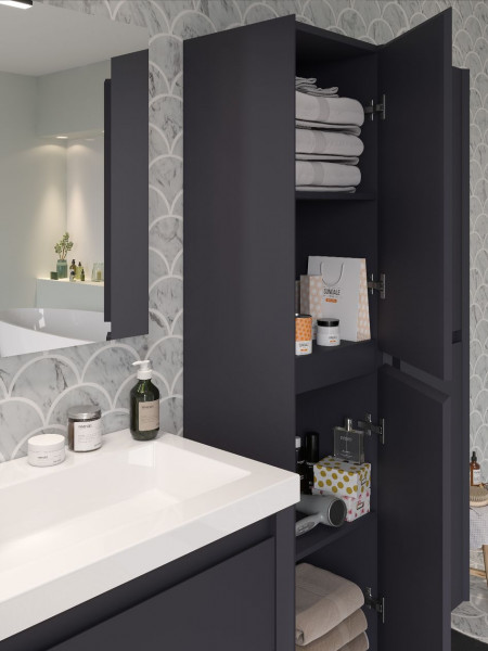 Allibert Tall Bathroom Cabinet DELTA 2 doors 400x1560x350mm Laquered/White