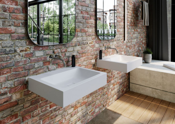 Kaldewei Wall Hung Basin Double without overflow 1 tap hole Cono