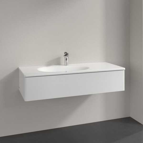 Vanity Unit Built-In Basin Villeroy and Boch Antao 1 drawer 1188x256x493mm Glossy White Laquered