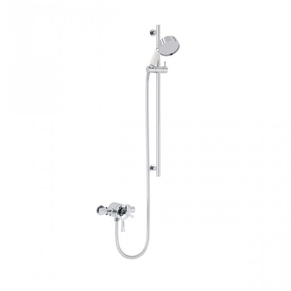 Heritage Bathrooms Shower Set Exposed Shower with Flexible Riser Kit Gracechurch 710x137x158mm Chrome