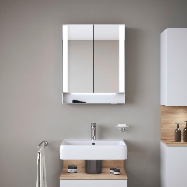 Bathroom Mirror Cabinet Duravit Qatego light, F socket, 2 doors 600x750mm White Matt QA7150018180000
