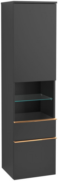 Villeroy and Boch Tall Bathroom Cabinets Venticello 404x1546x372mm Black matte Lacquer A95205PD