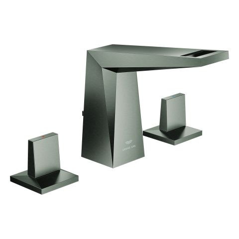 Freestanding 2 Handle Basin Tap Grohe Allure Brilliant 3 holes 141mm Brushed Hard Graphite