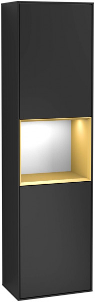 Villeroy and Boch Tall Bathroom Cabinets Finion 418x1516x270mm Black matte Lacquer G470HFPD