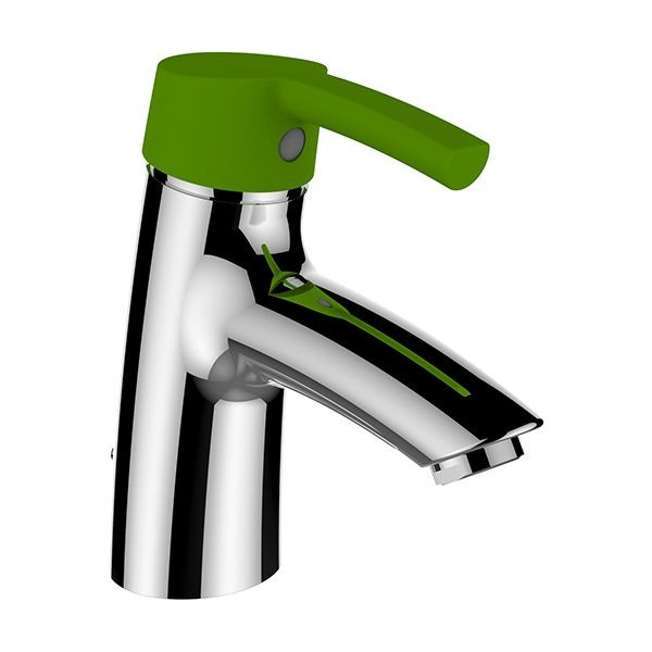 Single Hole Mixer Tap Laufen SURF with pull-out waste fitting 110 mm Chrom/Green