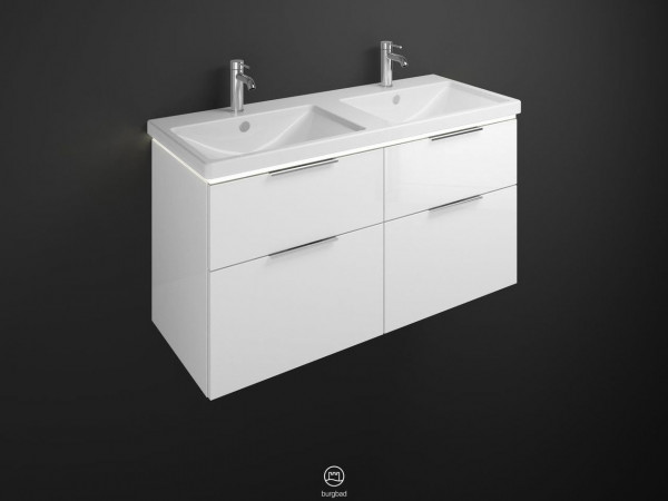 Bathroom Set Burgbad Eqio Double washbasin, illuminated 4-drawer unit 1230x665mm Customisable SEZD123-PN258