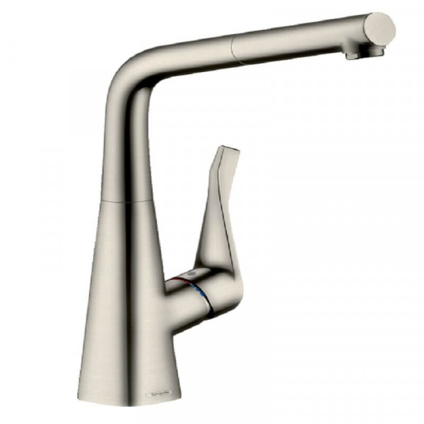 Hansgrohe Pull Out Kitchen Tap Metris Steel Look