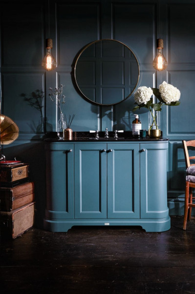 Double Basin Cabinet Bayswater Traditional 4 Doors, Curved 1220mm Stiffkey Blue