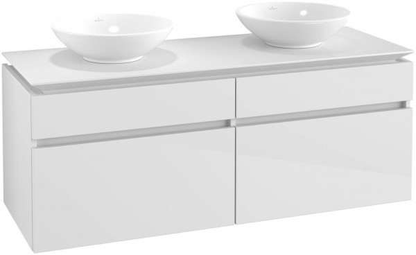 Villeroy and Boch Double Basin Vanity Unit Legato 1400x550x500mm Glossy White