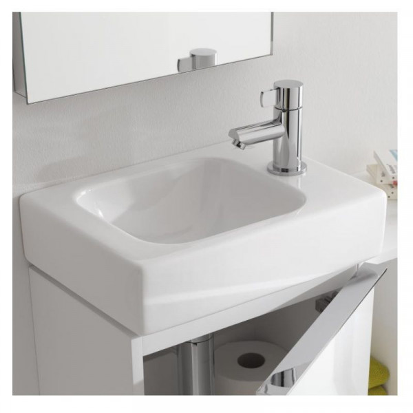 Geberit Rectangular Cloakroom Basin iCon 1 Hole On The Right 380x135x280mm White