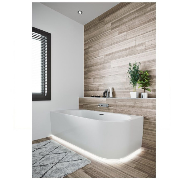 Riho Corner Bath Desire 1840x840mm Right Version With Chrome Led Overflow