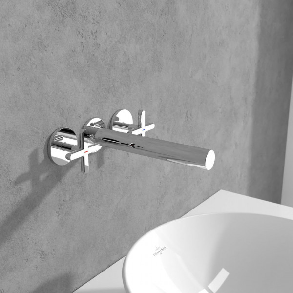 Wall-Mounted 2 Handle Basin Tap Villeroy and Boch Loop & Friends 225mm Chrome